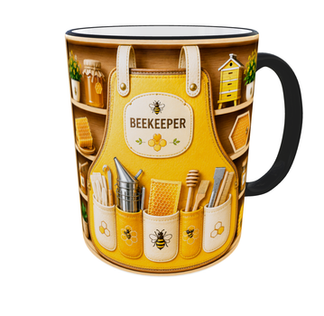 Кружка (чашка) з принтом "Beekeeper" із серії Professional Organizer Collection – подарунок пасічнику, бджоляру | Керамічна 330 мл(чорна ручка)