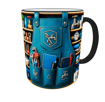Кружка (чашка) з принтом "Plumber" із серії Professional Organizer Collection – подарунок сантехніку, майстру сантехнічних робіт | Керамічна 330 мл(чорна ручка)