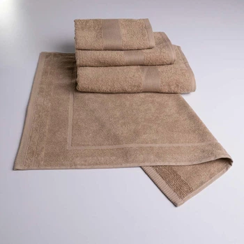 Набор банных махровых полотенец с Бордюром 4шт GM Textile 50х70см, 40х70см, 50х90см, 70х140см (Капучино)