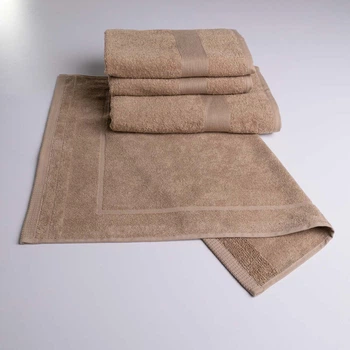 Набор банных махровых полотенец с Бордюром 4шт GM Textile 50х70см, 50х90см, 50х90см, 70х140см (Капучино)