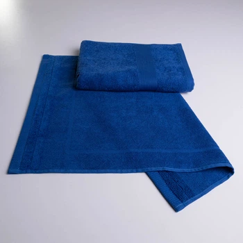 Набор банных махровых полотенец с Бордюром 2шт GM Textile 50х70см, 70х140см (Синий)