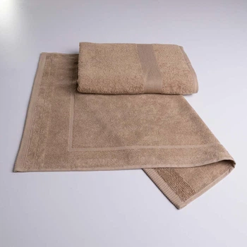 Набір банних махрових рушників з Бордюром 2шт GM Textile 50х70см, 70х140см (Капучино)