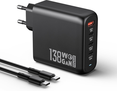 Зарядний пристрій USB C з 4 портами PD 3.0 GaN 138 Вт - Б/У