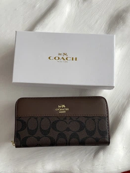 Кошелек Coach Signature Accordion Zip Wallet 938192 коричневый