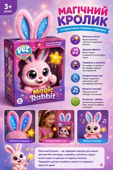 Інтерактивна іграшка-сюрприз Pet Furry Magic Rabbit "Магічний Кролик" зі світлом та звуком, 3+
