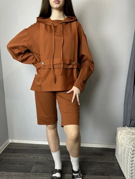 Женские спортивные шорты-бермуды Human Modna KAZKA MKSH2439-2 - 50/52, Теракотовий