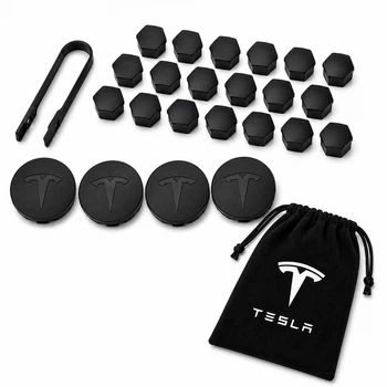 Набор колпачки на болты гайки колпачки на колеса 21 мм для Тесла Tesla чорніе матовые + мешочек