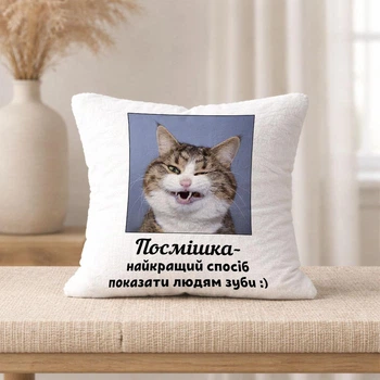 Плюшевая подушка с надписью для стоматолога "Улыбка - лучший способ показать людям зубы"