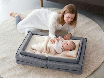 Дитяче ліжечко портативне Farska Compact Bed Free сіре