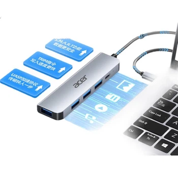 Док-станція Acer USB 3.0 Hub, високошвидкісна, 4 порти, для настільних комп'ютерів та ноутбуків, багатопортовий конвертер з подовжувальним кабелем