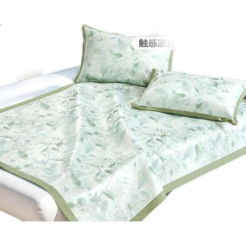 Коврик FUANNA Garden 1000D из грубого ледяного шелка, охлаждающий коврик класса А, комплект из трех предметов, двойной размер, зеленый, 1,8 x 2 метра [складной]