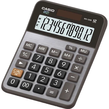 Бизнес-калькулятор Casio MX-120B, компактный, серый, для коммерческого использования.