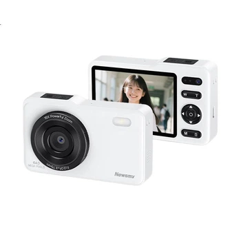 Цифровая фотокамера Newsmy N1 с двумя камерами для студентов, высококачественная портативная камера начального уровня с функцией передачи данных на телефон, компактная камера для путешествий и использования в кампусе, ретро-матрица CCD, 64 ГБ, белый цвет.