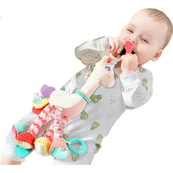 Підвіска Jollybaby для малюків, дзвіночок для ліжка, брязкальце, сидіння безпеки, комфортна іграшка для малюків на 1 рік, підвіска з білим єдинорогом