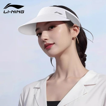 Спортивная кепка Li-Ning унисекс с защитой от солнца, дышащая, быстросохнущая, для бега и тенниса на открытом воздухе, белая.