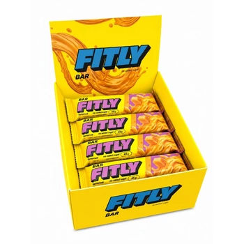 Блок углеводных батончиков Fitly Bar No Added Sugar, 12*45 грамм - Финик-арахис-карамель