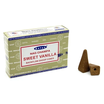 Аромаконусы обратного потока Сладкая ваниль Sweet Vanilla Backflow Cones 10шт. Satya 8904234408286