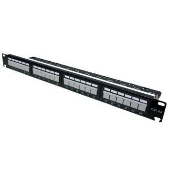 Патч-панель 19″ 24xRJ-45 UTP, кат. 6a, с задним организатором с пластиковыми шторками, LW L&W ELECTRONICAL LW-PP74