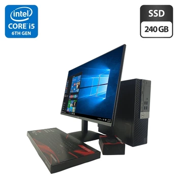 Комплект ПК: компьютер Dell OptiPlex 5040 SFF / Intel Core i5-6400 (4 ядра по 2.7 - 3.7 GHz) / 8 GB DDR3 / 240 GB SSD / Intel HD Graphics 530 + Новый монитор AOC 24B31H / 24" (1920x1080) IPS / Кабели б/у + Подарок Проводная клавиатура + мышка