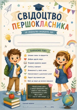 Свідоцтво першокласника А4 посвідчення диплом