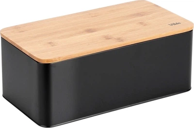 Chlebak Vilde Metalowy z deską bambusową Czarny 33 x 18 x 13 cm (5900670112544)