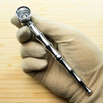 Трубка курительная Bamboo 13см длинная алюминиевая Silver + Подарок — Набор сеток
