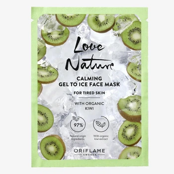 Успокаивающая гелевая маска для лица Oriflame Love Nature Kiwi Gel to Ice Face Mask