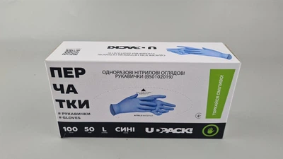 Перчатки одноразовые нитриловые голубые, размер M, 100 шт, неопудренные, для осмотра, клининга и сервиса