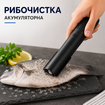 Електрична бездротова рибочистка для риби від луски, чорна