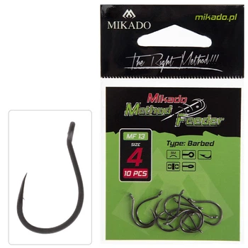 Гачок Mikado Method Feeder No 8 (вушко) 10 шт. (black nikel)