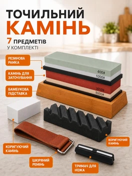 Точилка для ножей набор точильных камней двусторонних для заточки лезвий ножниц топоров стамесок Kraft&Dele KD11271 оселок кухонный точильный брусок камень водный на подставке комплект 2 шт зернистость 400/1000 и 3000/8000 с противоскользящим основанием