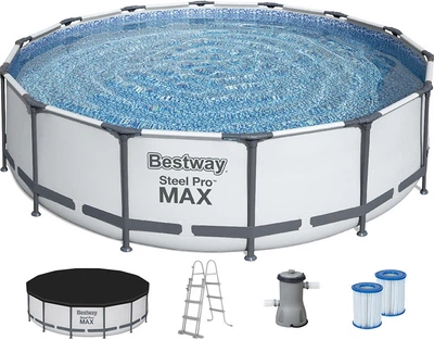 Каркасный бассейн Bestway 56950 круглый d 427х100, 13030 л, с картриджным фильтром, лестницей, тентом