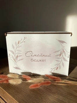 Деревянный ящик/копилка/органайзер для денег Семейный бюджет с принтом (0031)