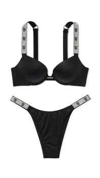 Комплект белья Victoria's Secret Shine Strap Push-Up Bra - 34C - S - Черный
