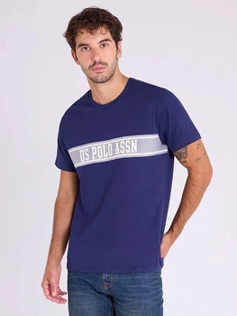 Футболка хлопковая длинная мужская U.S. Polo Assn 11T0064-2X00A(Classic Navy) XL Синяя с принтом (786662475553)