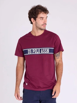 Футболка бавовняна довга чоловіча U.S. Polo Assn 11T0064-2X00A(Maroon Banner) L Бордова з принтом (786662475652)