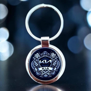 Металлический брелок КІА - Брелок для ключей автомобиля КИА - Chaban Souvenir - Автомобильный брелок/ Подарок автомобилисту, круглый (цвет металлик) ZSM_34