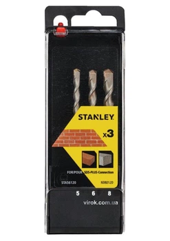 Набор буров по бетону STANLEY SDS+, 5, 6, 8 мм. 3 шт STA56120-QZ
