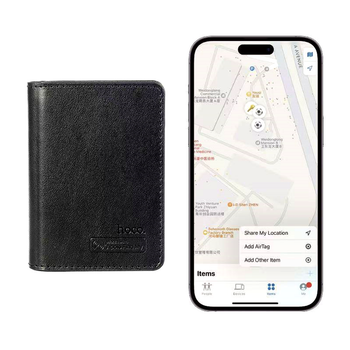 Поисковый трекер Hoco Tiger E91F Bluetooth черный PU кожа 100 mAh беспроводная зарядка для поиска вещей