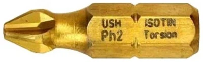 Биты USH ISOTIN PH3 x 25 мм Torsion титановые 10 шт UUSG0022344