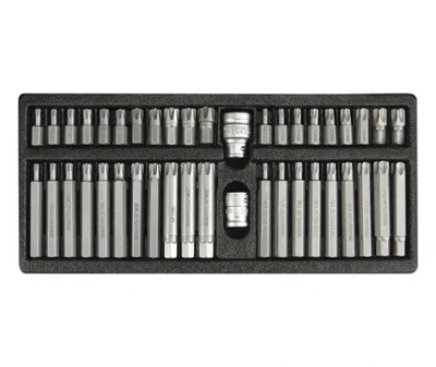 Набір біт YATO RIBE TORX Tamper з адаптерами 1/2" і 3/8" у металевому кейсі 42 шт YT-0420