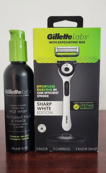 Набор для бритья Gillette Labs Sharp White Edition (1 станок 1 картридж и гель для умывания 240 мл)