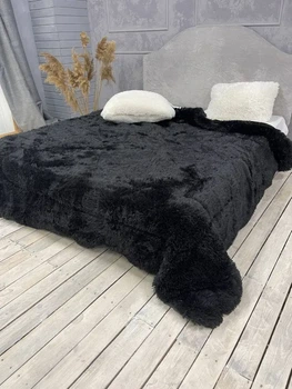 Одеяло всесезонное Grass Медведь плюшевый мех с коротким ворсом 200x230 см черный (tra102)