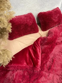 Ковдра всесезонна Grass Ведмідь плюшеве хутро з коротким ворсом 200x230 см бордовий (tra78)