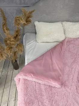 Ковдра всесезонна Grass Ведмідь плюшеве хутро з коротким ворсом 200x230 см рожевий (tra108)