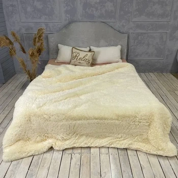 Одеяло всесезонное Grass Медведь плюшевый мех с коротким ворсом 200x230 см кремовый (tra117)