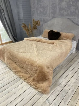 Одеяло всесезонное Grass Медведь плюшевый мех с коротким ворсом 200x230 см бежевый (tra4)