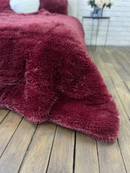 Одеяло всесезонное Grass Медведь плюшевый мех с коротким ворсом 200x230 см бордовый (tra62)