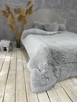 Одеяло всесезонное Grass Медведь плюшевый мех с коротким ворсом 200x230 см серый (tra105)
