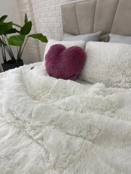 Ковдра всесезонна Grass Ведмідь плюшеве хутро з коротким ворсом 200x230 см білий (tra103)
